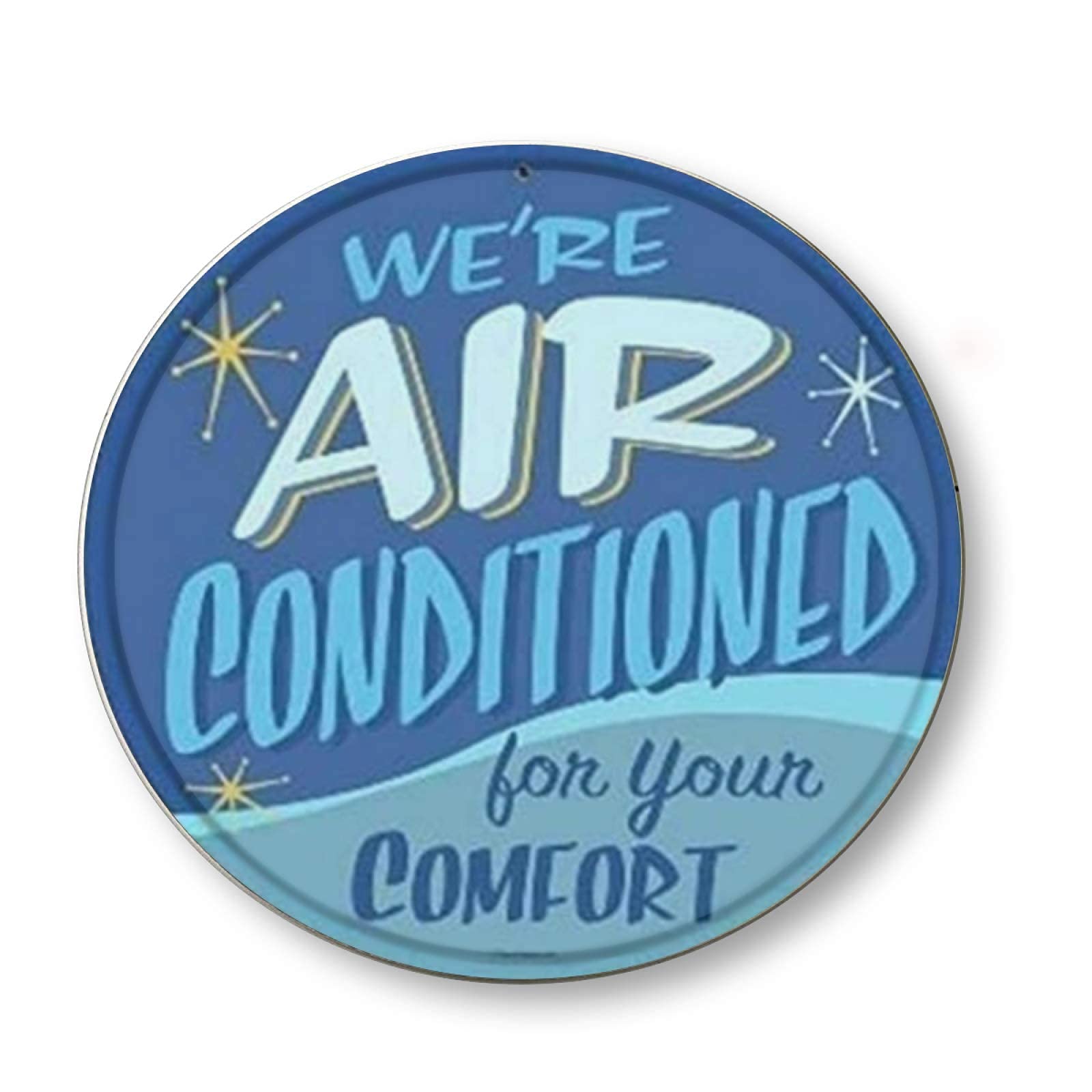 Round Metal Tin Sign ic Wall Decor Air Conditioned Round Metal Sign Plaque for Home Garden Kitchen Bar Cafe Restaurant Garage Retro Vintage Wall Art 12x12 Inch