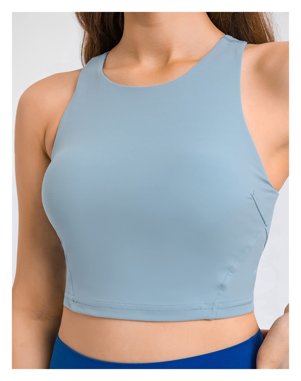 Women Crop Top Top Top High Neck Sport Top con Serbatoi di Allenamento in Reggiseno Incorporato for la Gestione dello Yoga Fitness