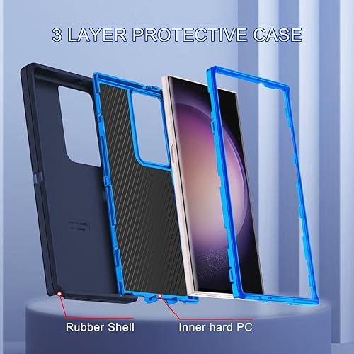 Miniatura 9 de I-HONVA Funda para Samsung Galaxy S23 Ultra con 2 protectores de lente de cámara, resistente a prueba de golpes, 3 capas, protección de cuerpo