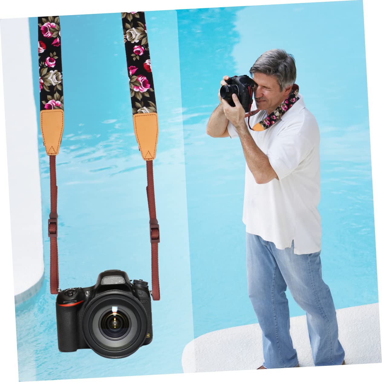 Gatuida Tracolla Per Fotocamera Tracolla Per Fotocamera Per a Perlescente Panno Di Cotone Pelle Viaggio