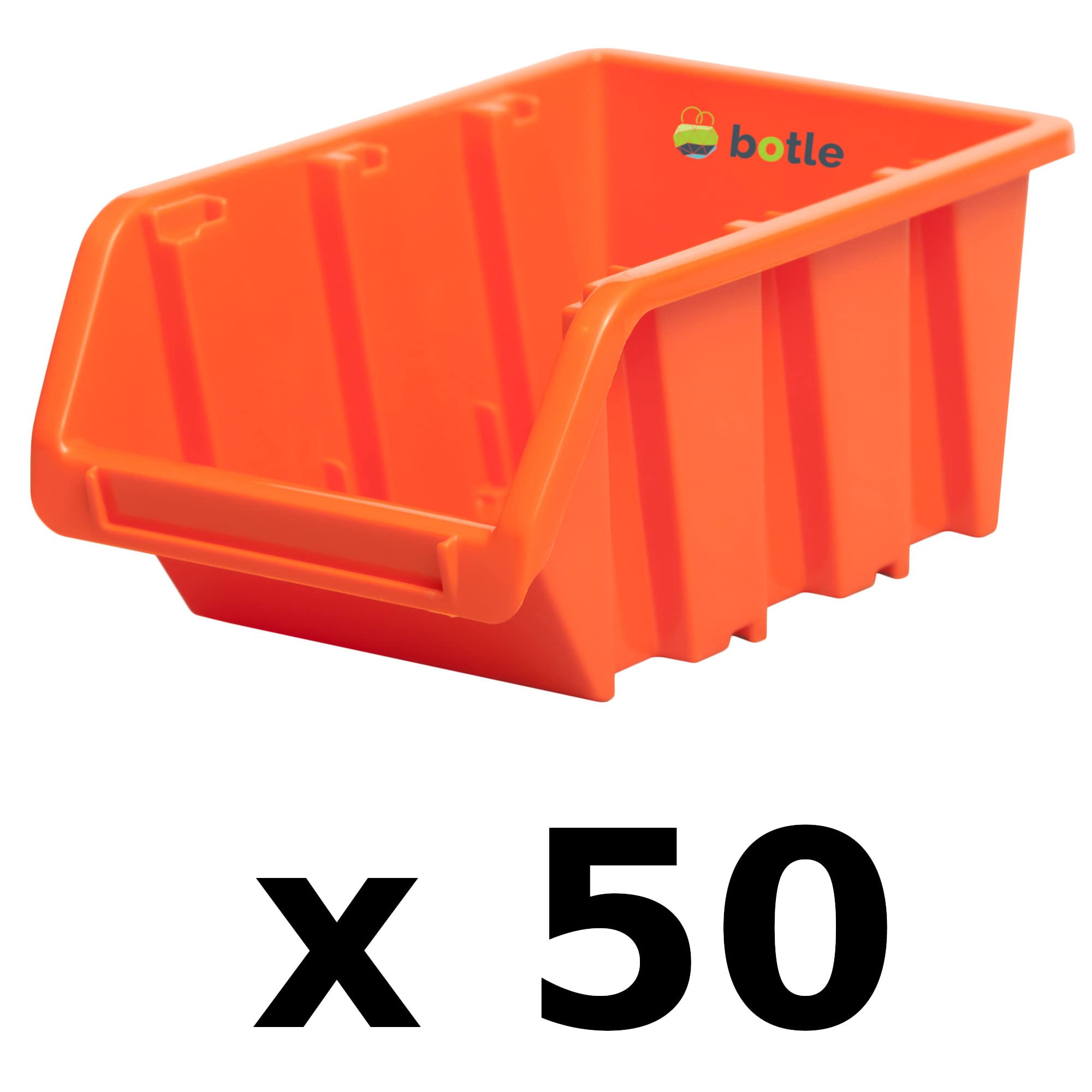 botle 50 scatole impilabili per officina, garage, scatole impilabili, 100 x 150 x 70 mm, colore arancione