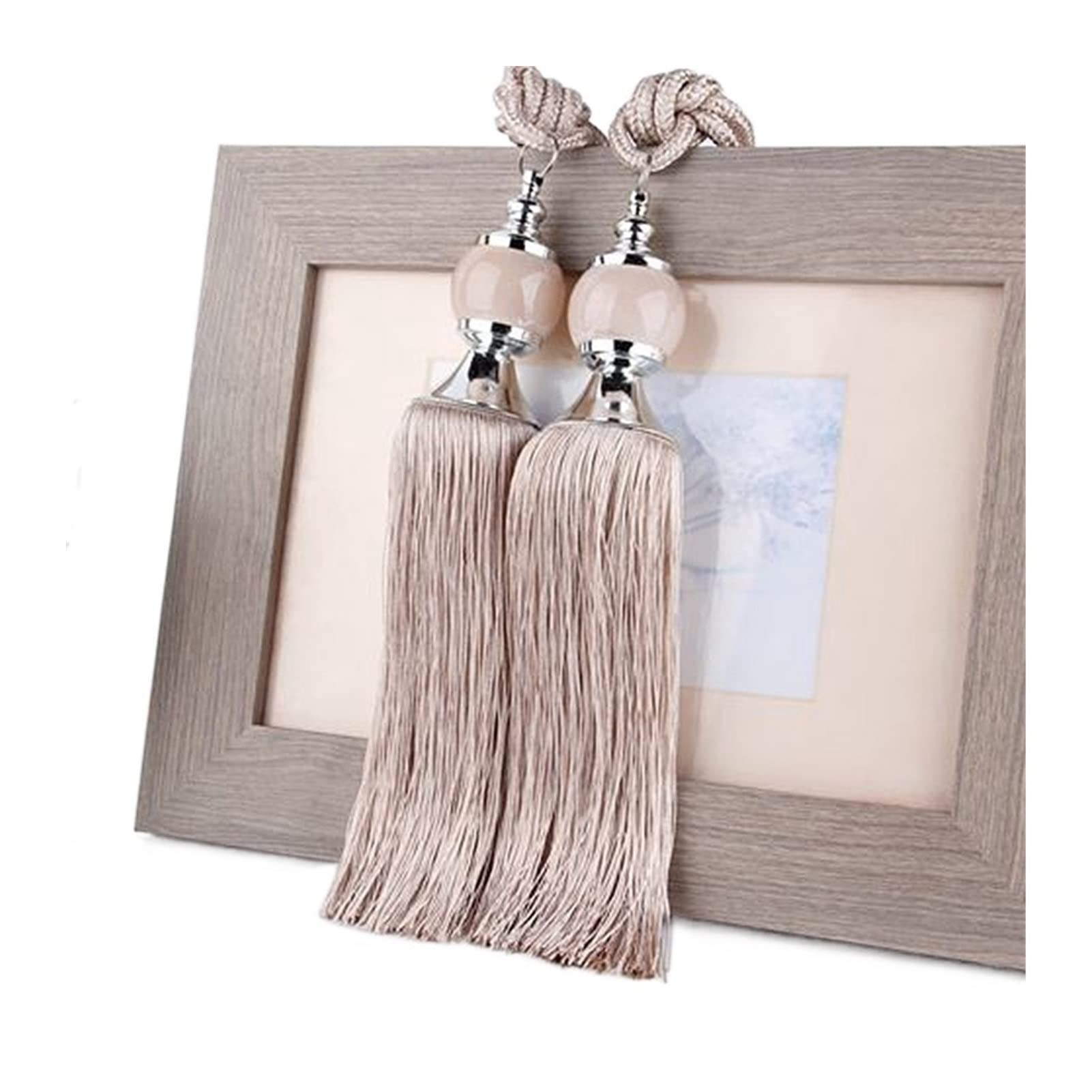 1 paire d'embrasses de rideaux avec pompon et boule de cristal, corde à franges pour décoration d'intérieur