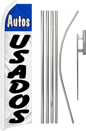 Autos Usados Swooper - Kit de bandera y poste publicitario - Perfecto para lotes de automóviles, concesionarios, concesionarios de autos usados,