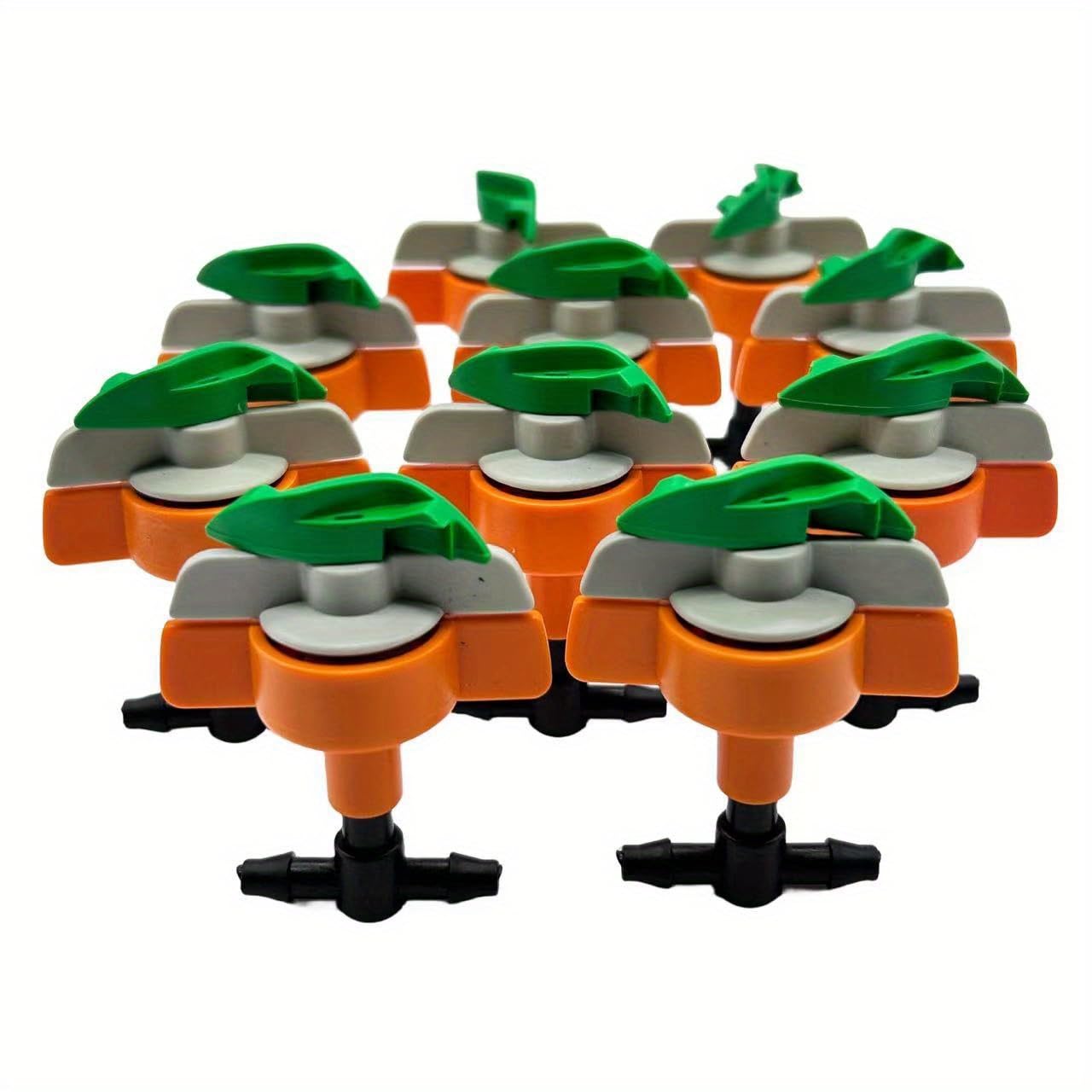 10 Set 1/4 Adjustable Micro Spray Drip Irrigation Emitters Misting Heads Barbed Tee Fittings,Three-Way Atomizing Nozzle 1/4 Inch