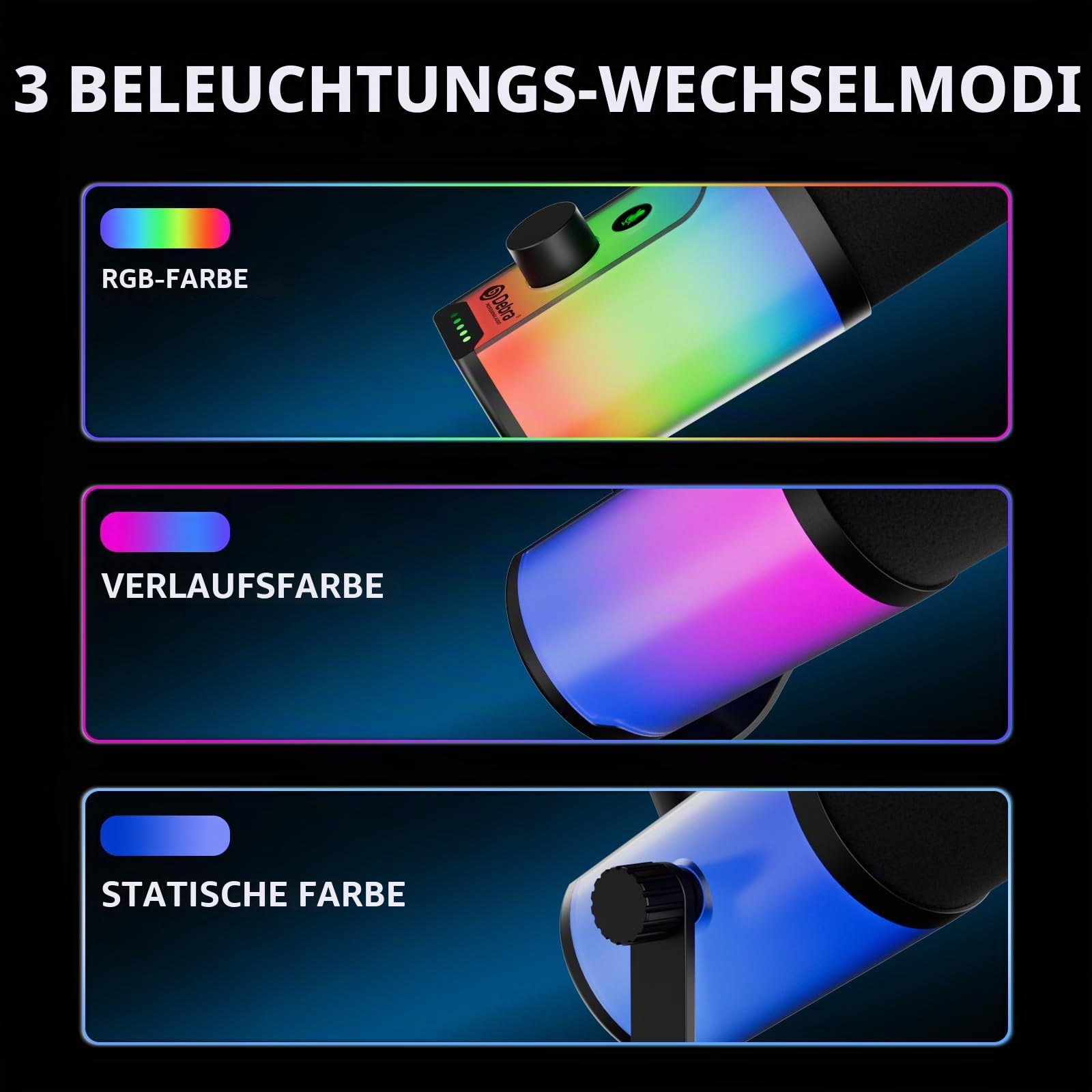 D Debra XLR/USB-C Dynamisches Mikrofon für Studio, Podcast und Streaming, Nierenmikrofon 192kHz/24Bit mit Touch-Stummschalttaste, Gain-Regler und Kopfhöreranschluss für PC und Smartphone