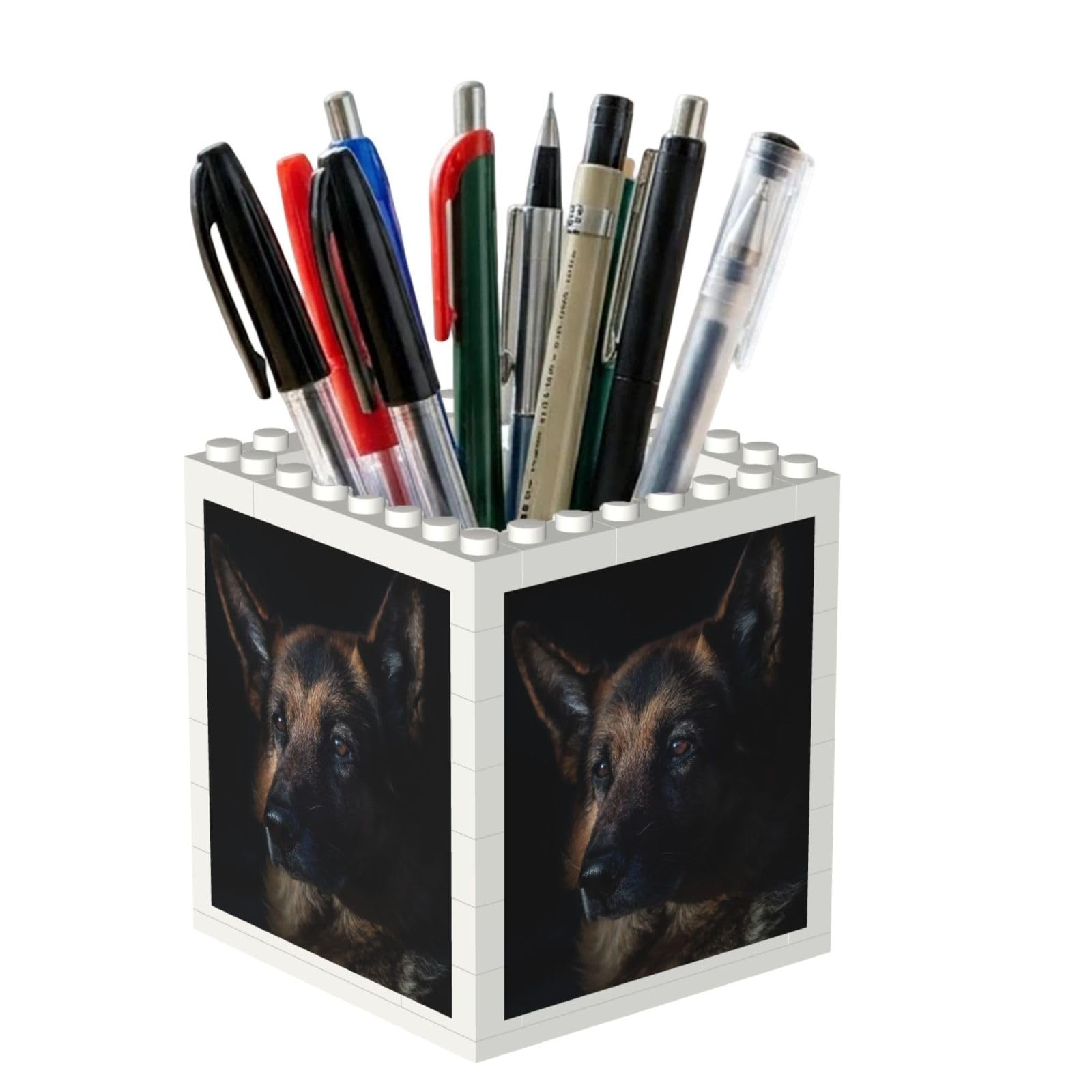 Poadnly German Shepherd Dog, Pen Pot Pencil Holder for Office Home School, Compact Desk Organiser for Office Stationery