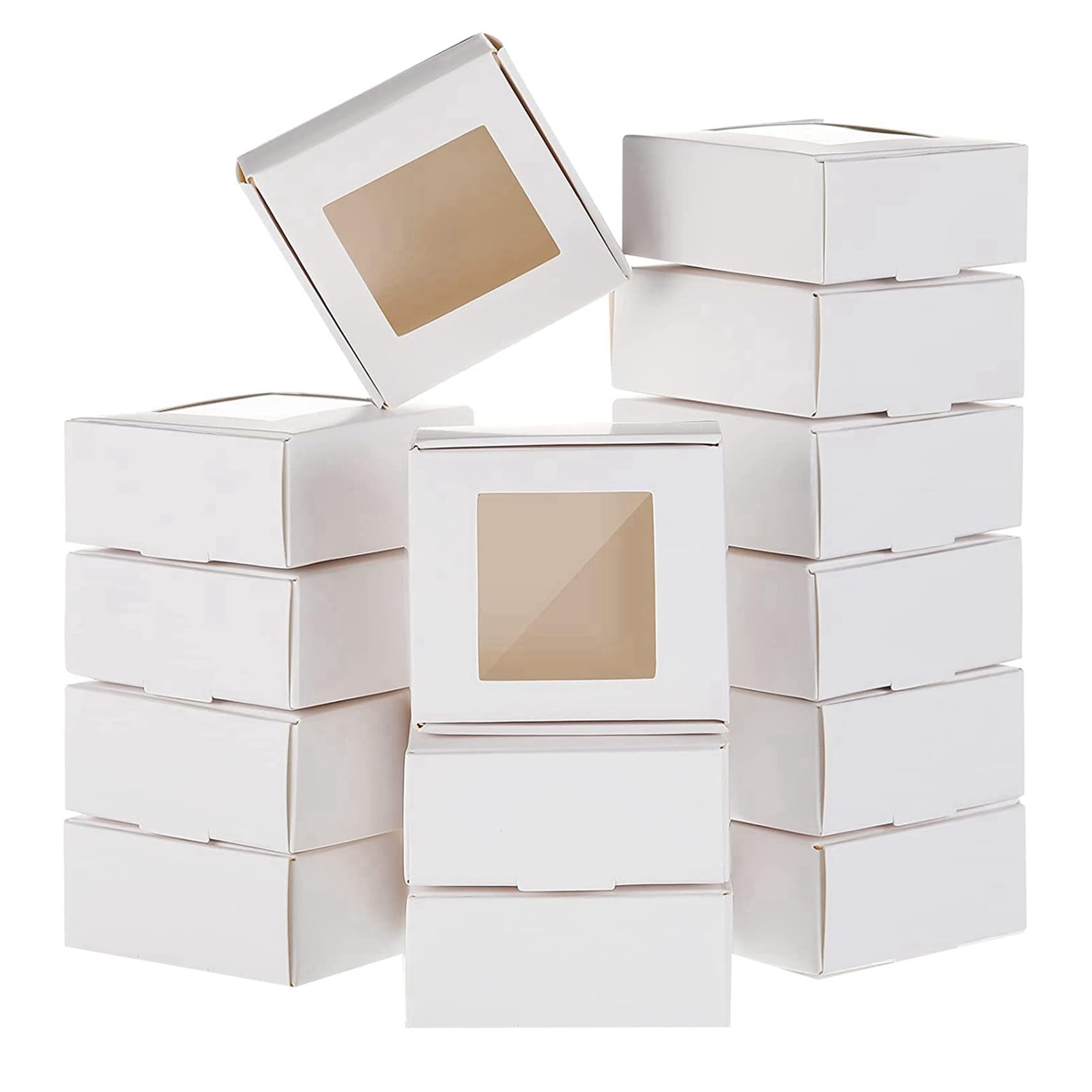 200 StüCk Kraftpapier Box Verpackung mit, Geschenk Verpackung, Leckerli Box für Hausgemachte Seife, Leckereien, Backwaren, SüßIgkeiten ()