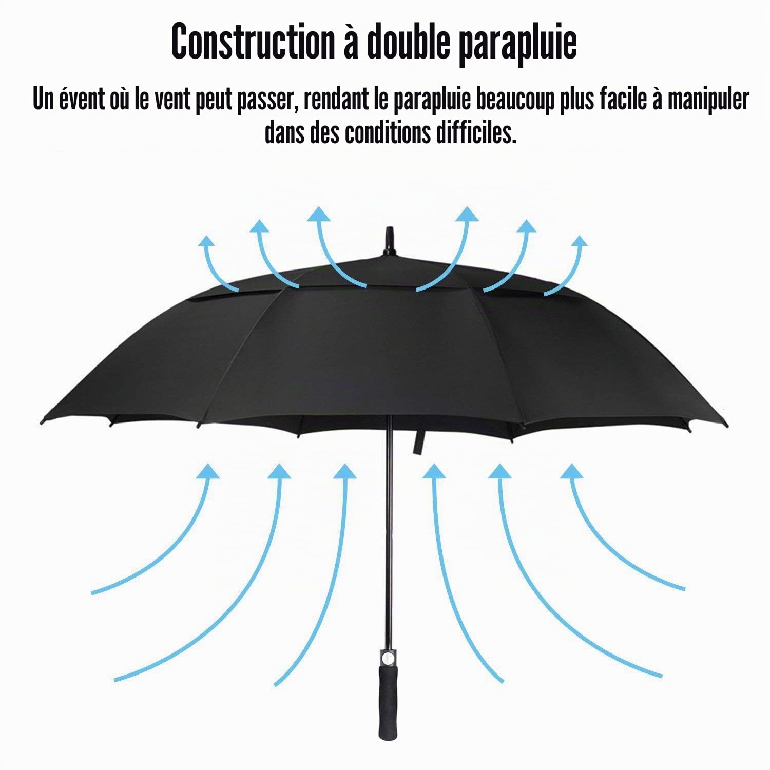 ACEIken Parapluie de golf coupe-vent grand format 157/172 cm, double auvent ventilé, ouverture automatique, extra large, protection solaire, ultra résistant à la pluie et au vent