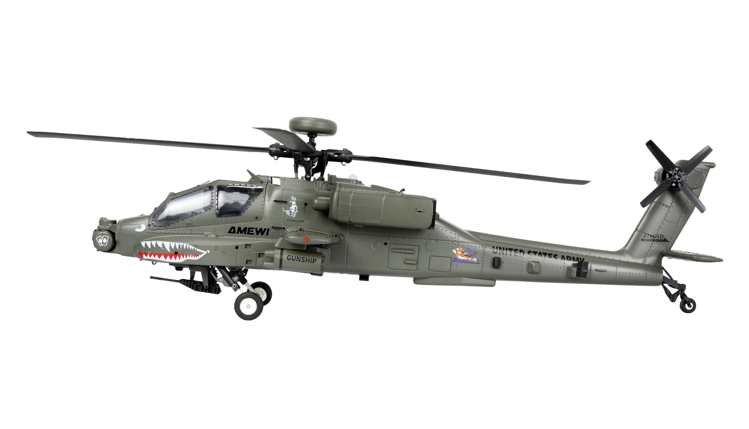 Apache AH-64D CP 6G/3D RTF - Helicóptero (Incluye Mando a Distancia, batería, Cable de Carga, Accesorios), Color Verde