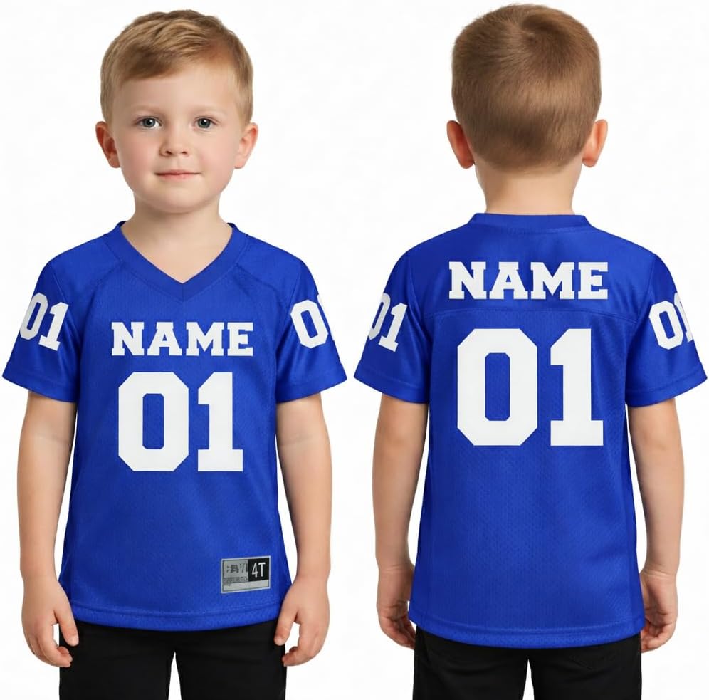 Premium Toddler Football Jersey – Personalized Name & Number Kids Shirt, Baby Boys & Girls Game Day (+Shoulder Number)