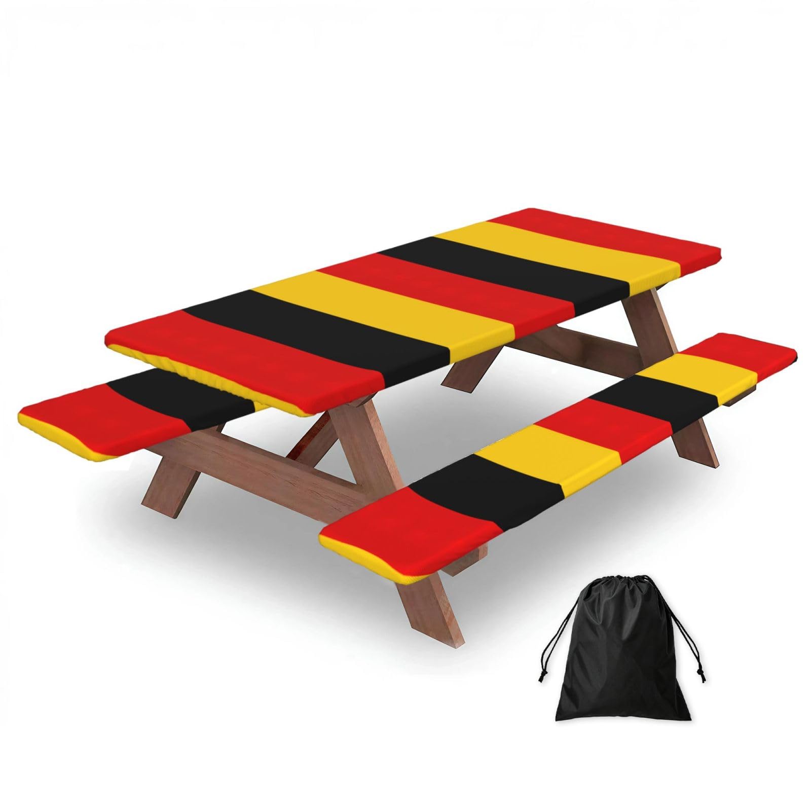 PPHGUT German Flag Print Picnic Table Bench Cover Set Outdoor Garden Bbq Protector For Family Camping