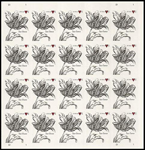 Vintage Tulip Sheet of 20 Two-Ounce Rate U.S. Postage Stamps