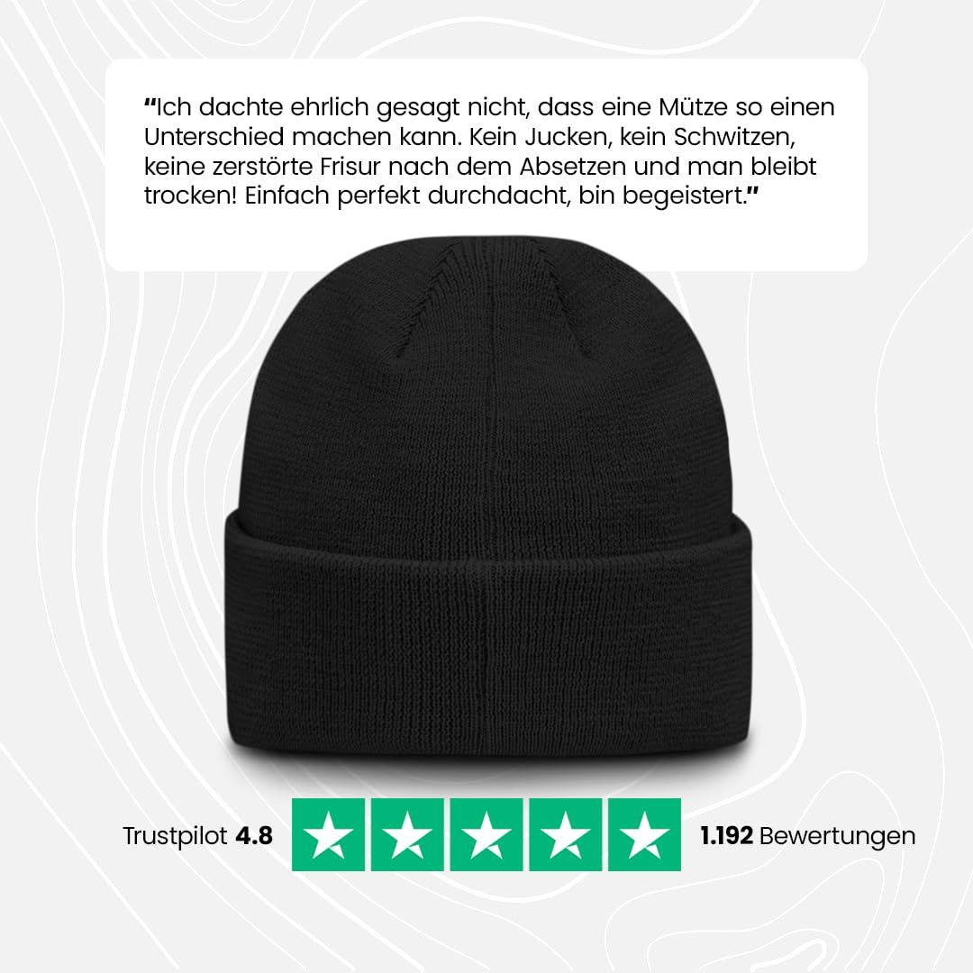 apol Merino MÜTZE - 100% australische Merinowolle, wasserdichte Membran, seidiges Futter, Metall-Logo - Premium Beanie