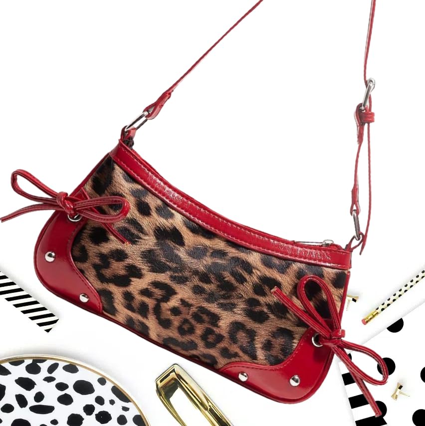 Image of Fashionable Leopard Women's Crossbody Bag Shoulder Bag Clutch Purse- Vintage Chic for Everyday and Formal Occasions - Black
