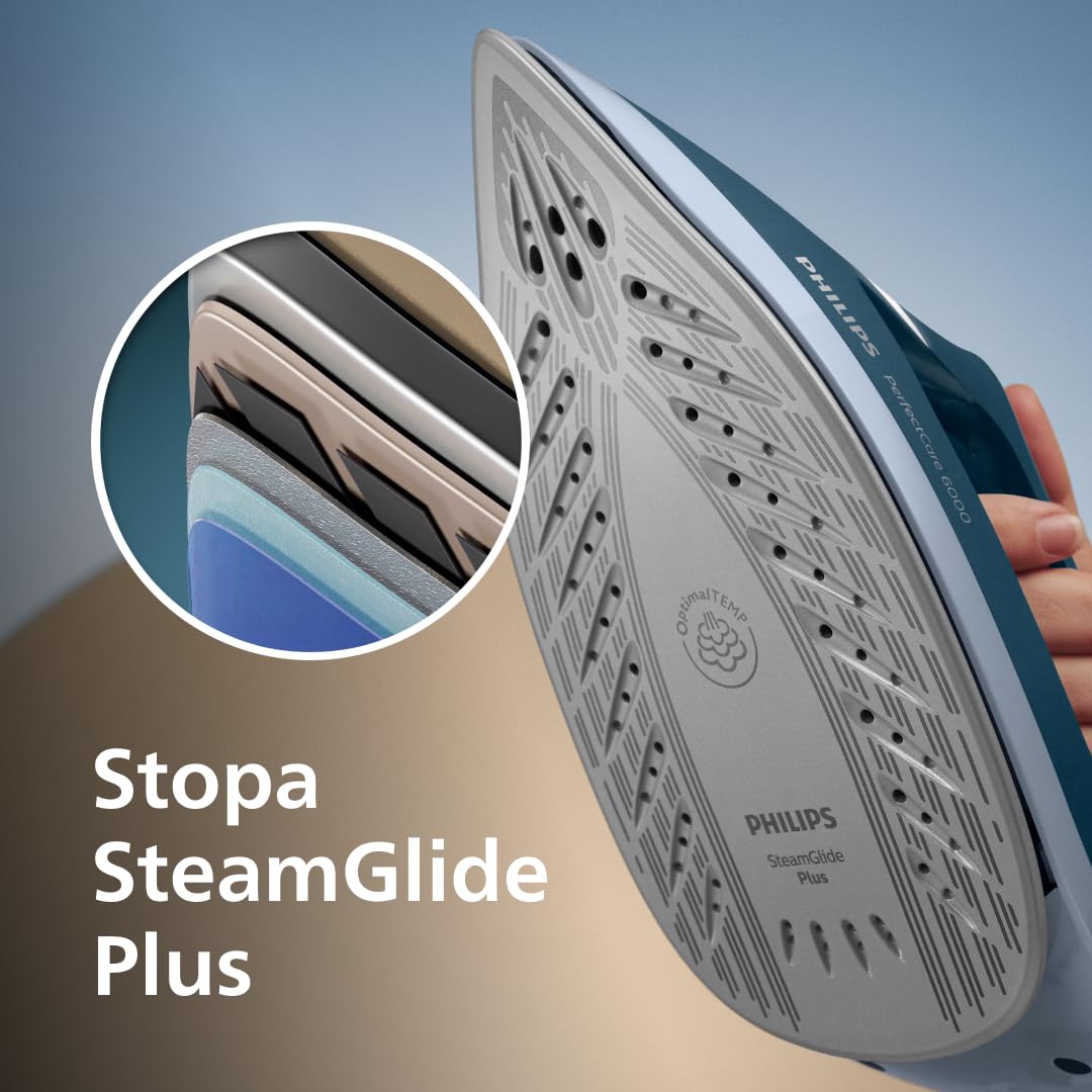 Philips PerfectCare 6000 Series Generator Pary, Silny wyrzut Pary, Gwarancja braku przypaleń, Kompaktowy Design, 1,8L Odłączany Zbiornik na Wodę, Stopa SteamGlide Plus (PSG6023/20)