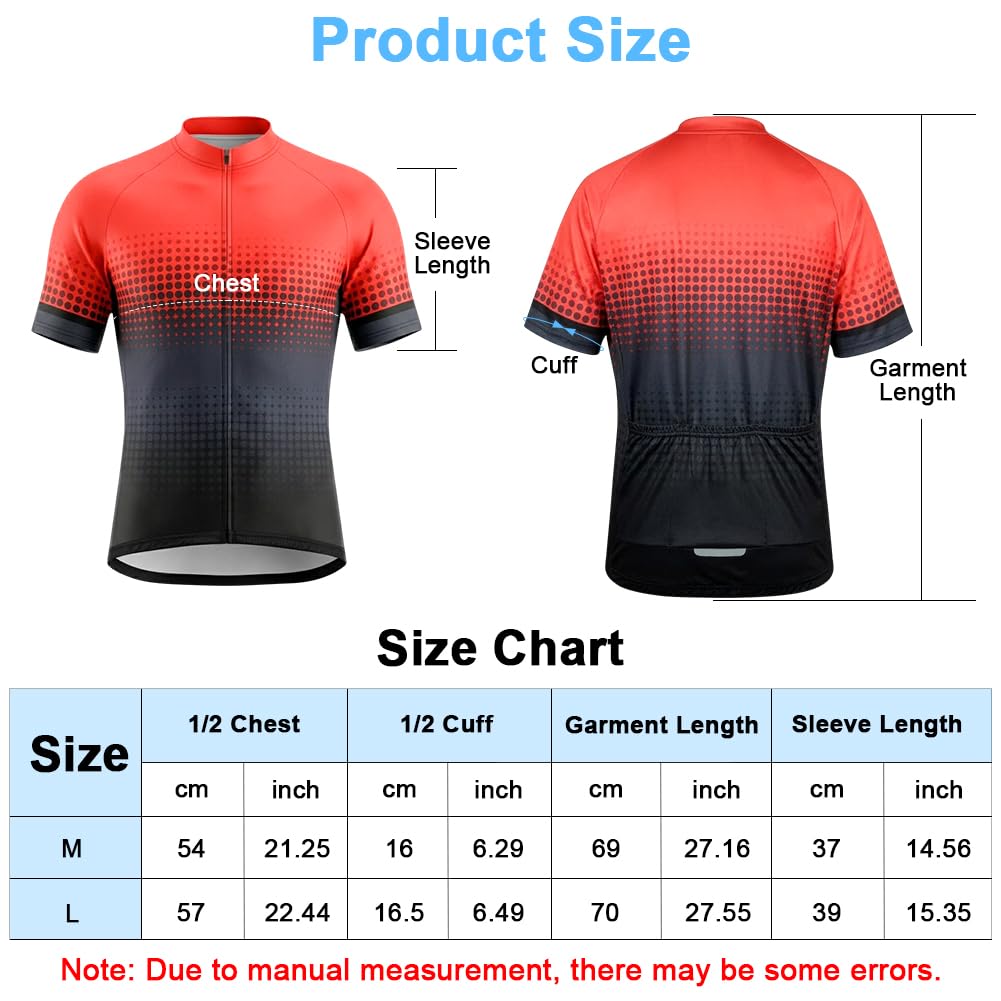 Maillot Ciclismo Hombre, Camiseta de Ciclismo de Manga Corta para Hombre, Verano, UV-Protect, Cremallera Completa Transpirable, Elástico, Secado Rápido