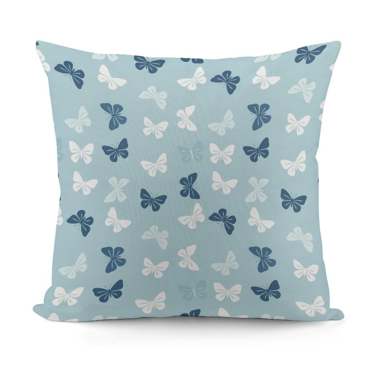 Smazdfxx Picture(51) Soft Blue Butterfly Pattern Butterflies Plush Pillow Cover Decorative Pillow Cases For Bed Sofa Living Room Home Decor