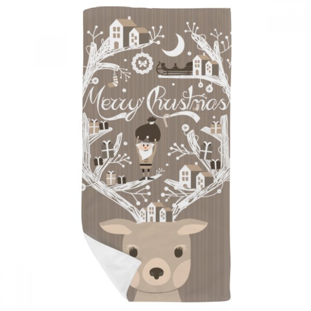 Serviette de bain douce motif maison de Noël 35x70cm pour décorer votre salle d'eau