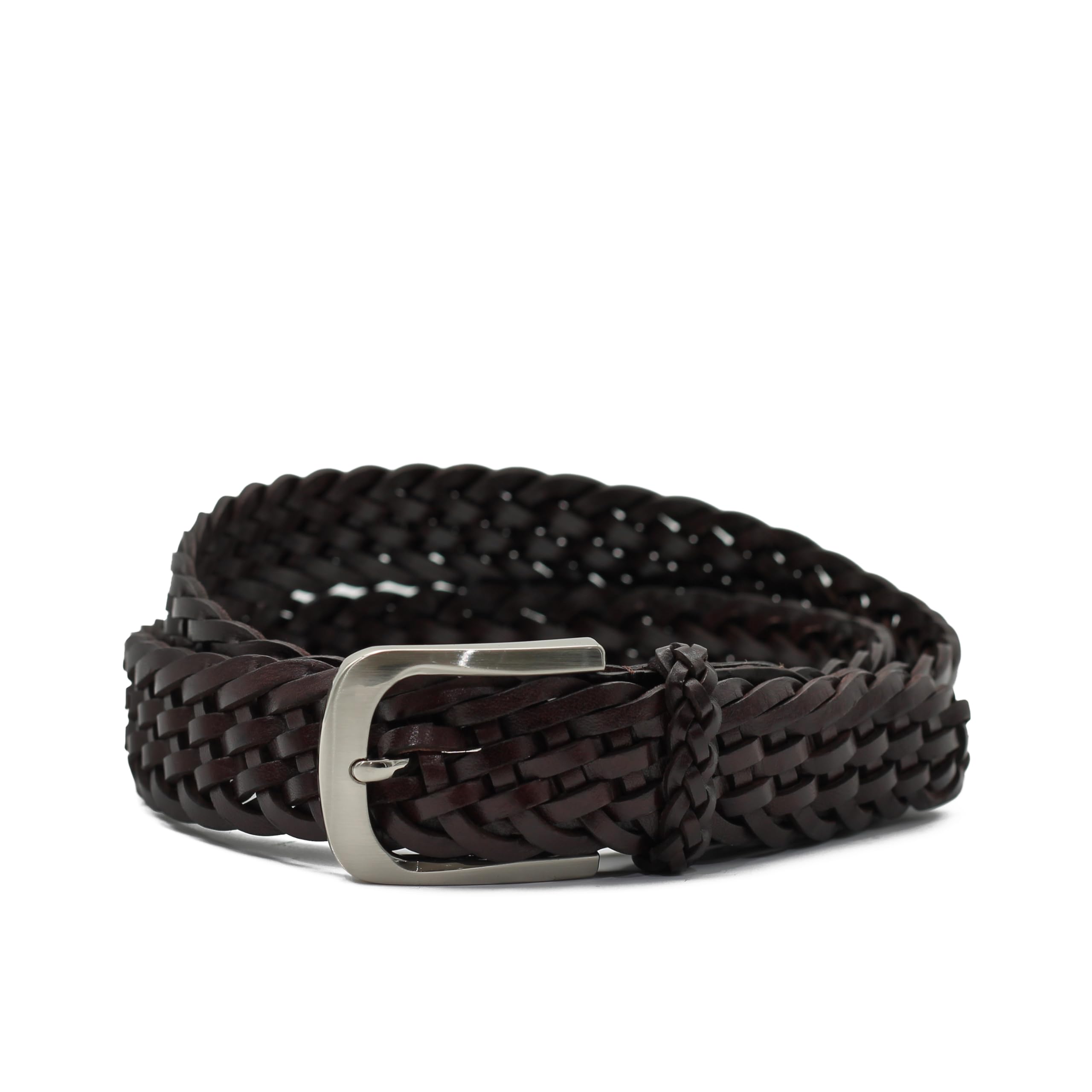 Xposed Mens Braided Real Leather Belt Retro Woven Smart Casual Jeans Chino Prong Buckle [BLT-NHZ967-BROWN-125cm]