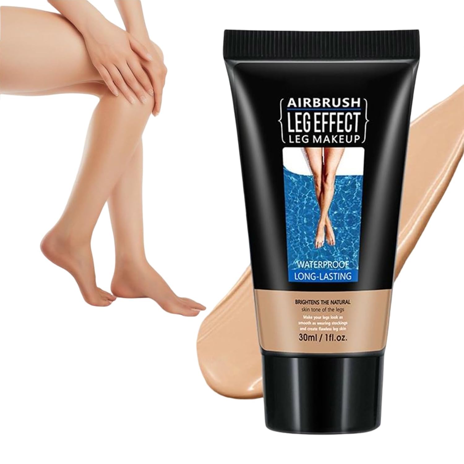 Maquillaje de Piernas Resistente al Agua sin Transferencia, Loción de Maquillaje para Piernas, Base de Maquillaje Corporal (Marrón oscuro)