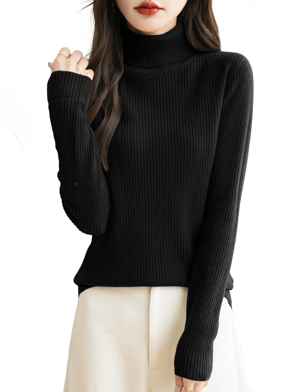 Chanyarn Damen 100% Merinowolle Rollkragenpullover 2024 Herbst Winter Langarm warm weich RIPP Strick Pullover