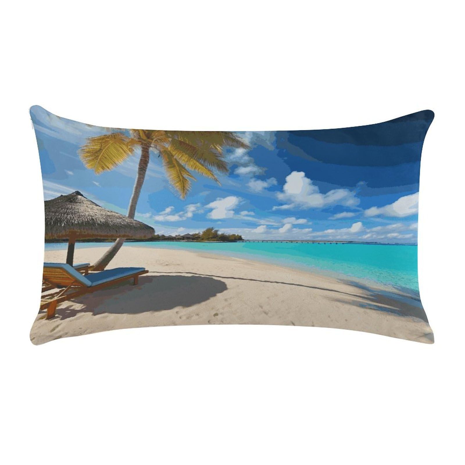 LDGSUPH Tropical Beach Throw Pillow Cover with Zipper Long Throw Pillow Case Anti-Fading Pillow Protector Super Soft Decorative Cushion Case Exquisite Plush Pillowcase12 X 20 in