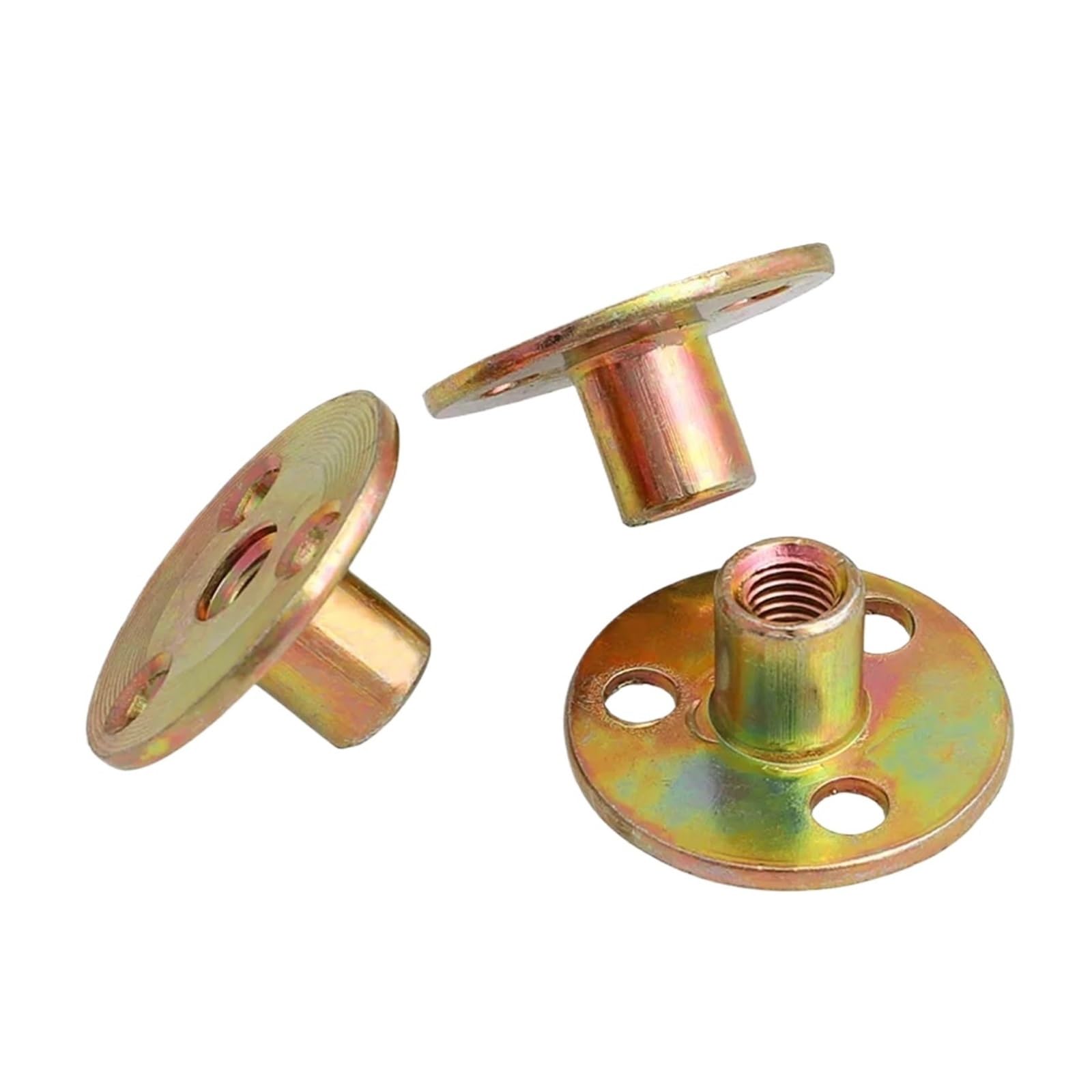 Farbige verzinkte Eisenplattenmutter Dreiloch-Sicherungsflanschmutter Runde T-Muttern mit flacher Basis T-Möbelmuttern Schraube M8 M10(M8(2pcs))