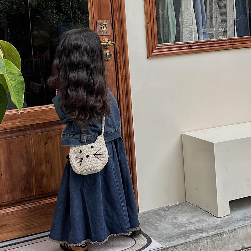 Crochet bag cat coin purse crochet animal crossbody bag, pearl chain crochet bag handbag, crochet shoulder bag4