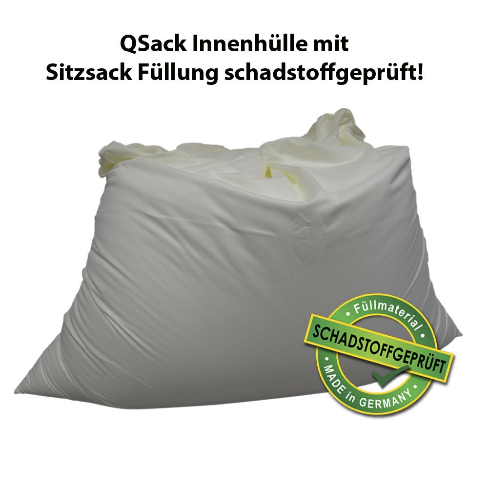 QSack Pouf XL In Ecopelle Grigio Scuro - Sacco Morbido Con Microperle EPS (Qualità Tedesca) - Fodera Cucita In Austria, Facile Da Pulire - 135x170 Cm