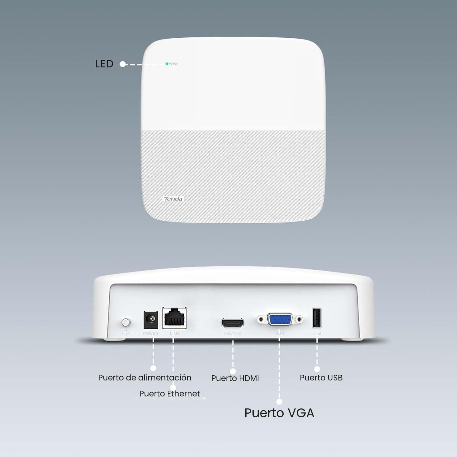 Tenda NVR-1080P 8 Canales Video Grabador de Vigilancia para Seguridad Hogar, H.265+, 10 TB de Capacidad, Soporte 8MP/5MP /4MP/1080P /720P HD，Acceso Remoto, N3L-8H (Disco Duro No Incluido)