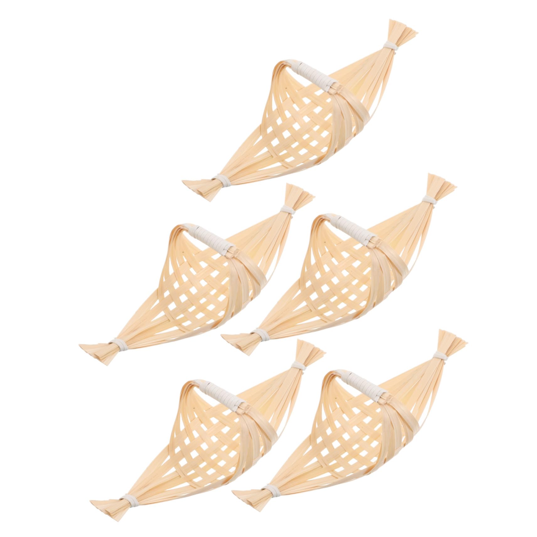 Mikinona 5pcs Handwoven Japanese Style Appetizer Plates for Sushi Parties Sashimi Displays and Snack Presentations Unique Boat Design for Restaurants Home Use