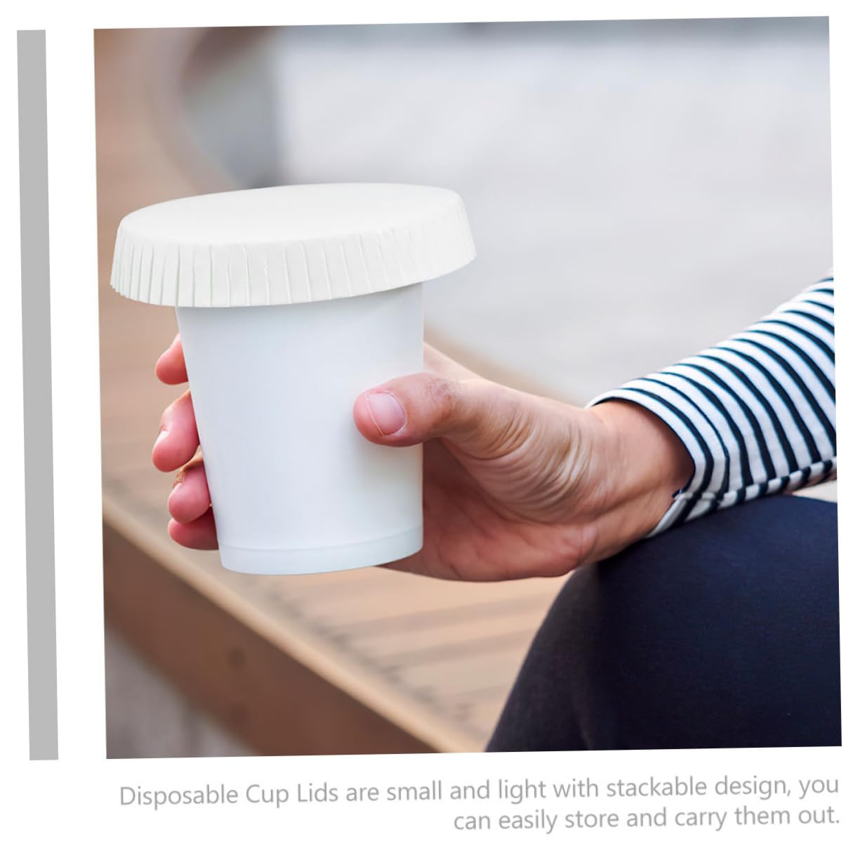 NULYLU 150pcs Paper Cup Lids Cup Covers Sealing Paper Lid for Drinks Round Edges Sand Use Disposable