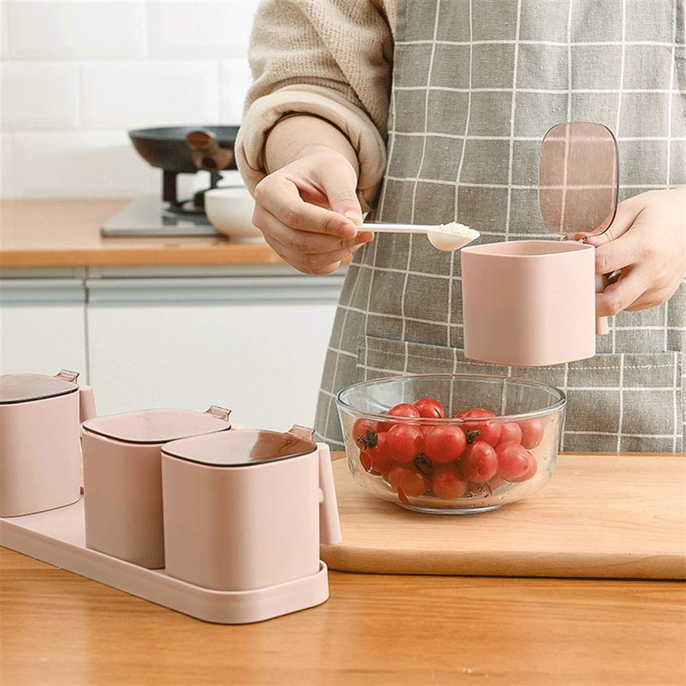 Słoiki do przechowywania Przyprawy pudełko Papryka Spice Shaker Salt Przyprawa Organizator Kuchnia Cruet Condiment Butelka Słoiki Pojemnik z łyżkami (Color : H)