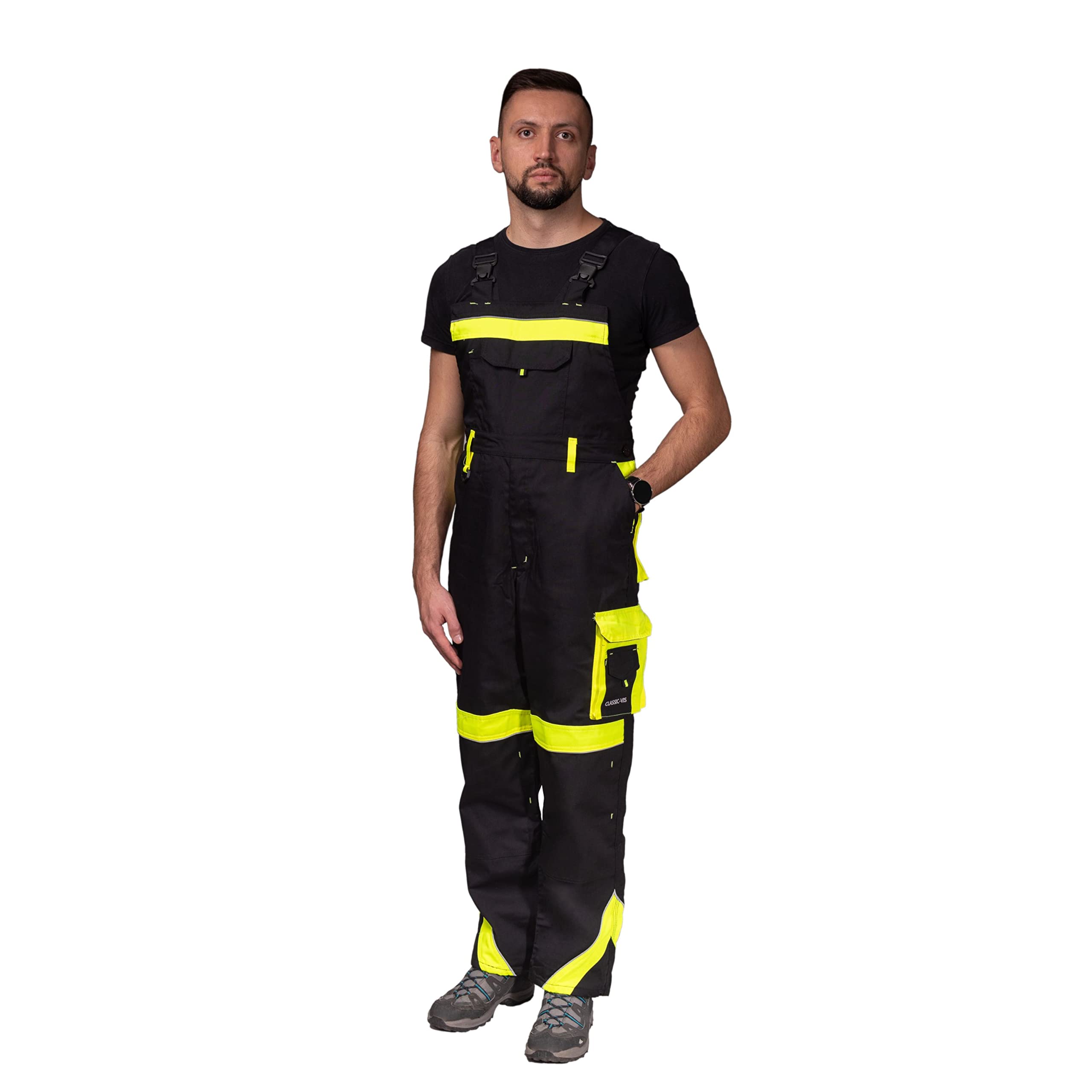 Kombinezony ogrodniczki ogrodniczki męskie Hi Vis odblaskowe spodnie z ochraniaczami na kolana kurtka dostępne idealne do pracy mechanika podłogi Trades