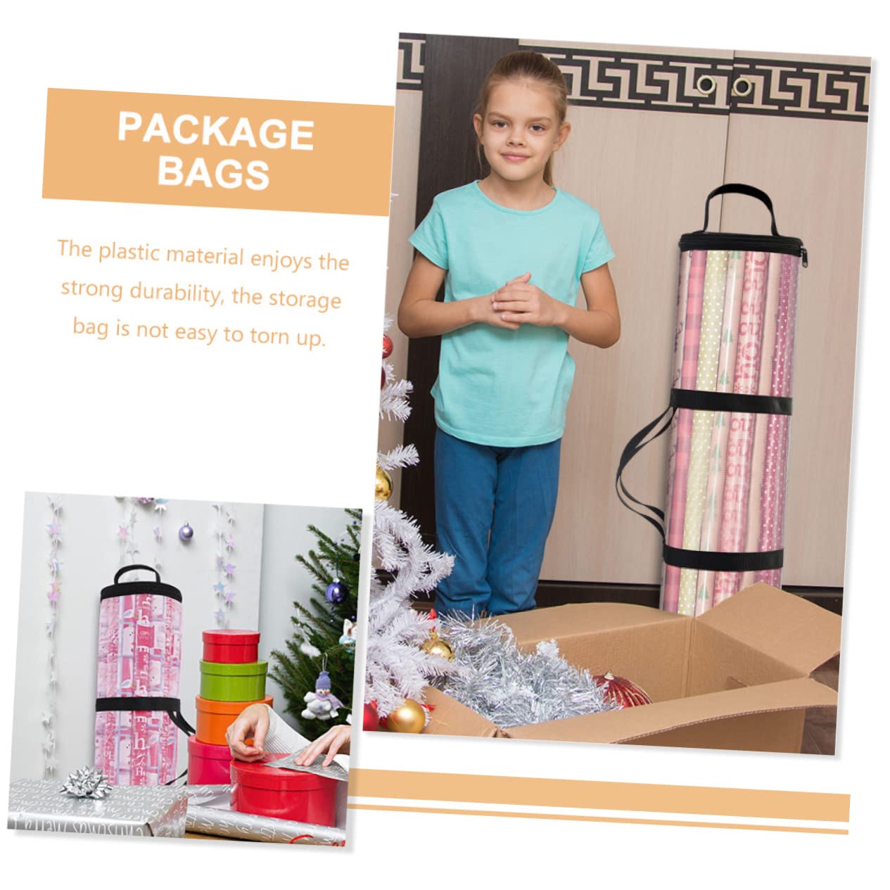 BCOATH Christmas Present Pouch Cylindrical Bag for Present Packing Xmas Supply