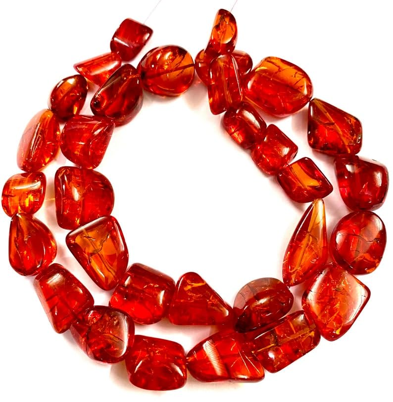 Perles lisses en saphir orange pour accessoiriser vos tenues d'été en collier élégant