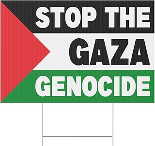 [18"x12"] Stop the Gaza Genocide Yard Sign, Free Palestine Double-Sided Lawn Sign, Peace & Solidarity Message, Outdoor Political Protest Decor, Plastic with Metal H-Stake, Palestinian Support Gift
