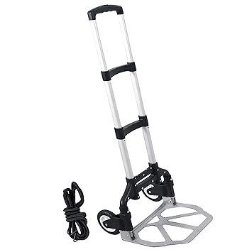Varbucamp Folding Hand Truck and Dolly, Aluminum Portable Hand Cart with Telescoping Handle and Rubber Wheels, 165 Capacity