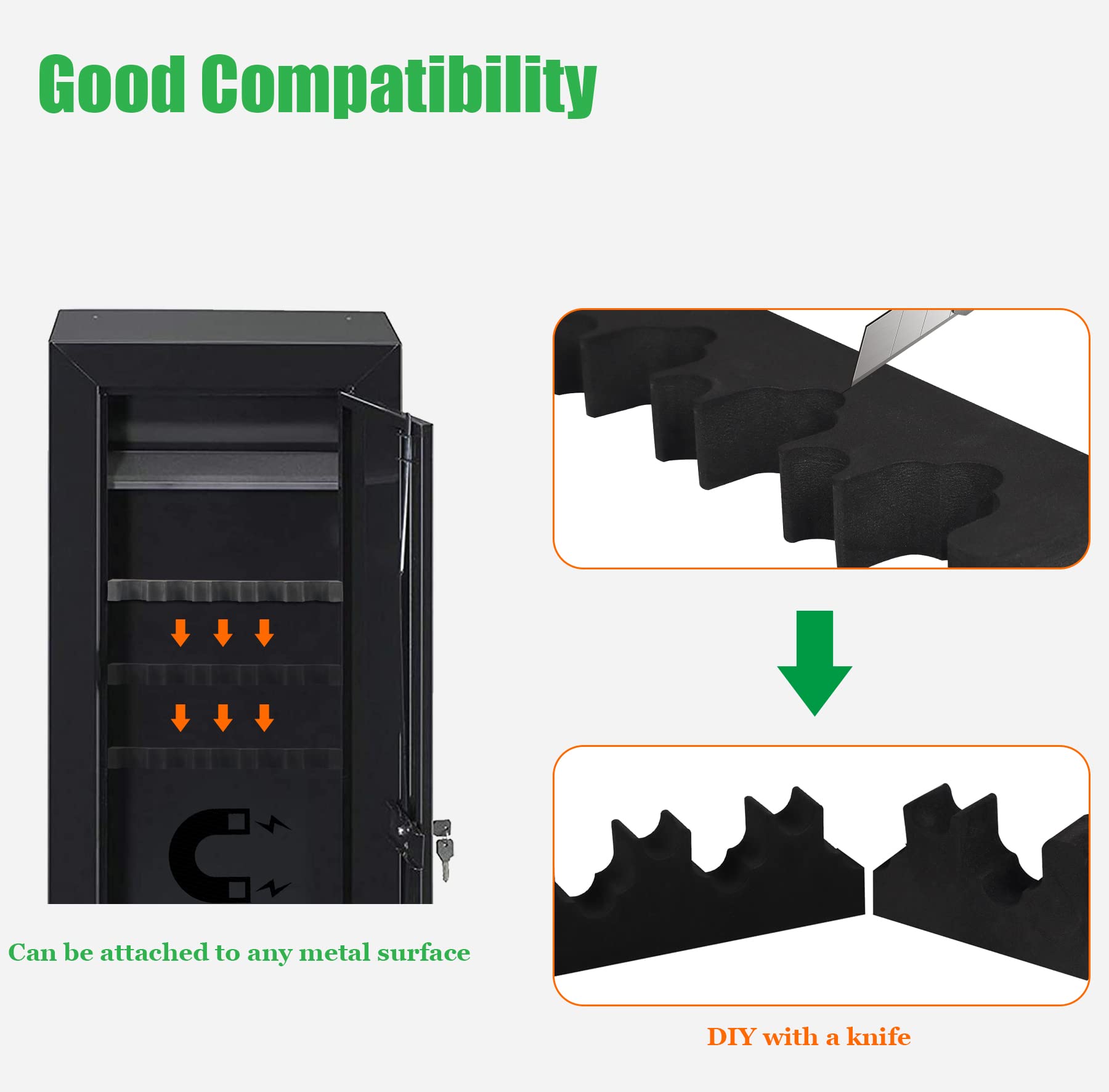 WOMACO Gun Rack for Gun Storage, Gun Safe Accessories for Rifles and Shotguns, Gun Cabinet Accessory, Shotgun Rifle Rest Holder, Magnetic Foam Gun Racks (1 x Foam Gun Rack with Base)