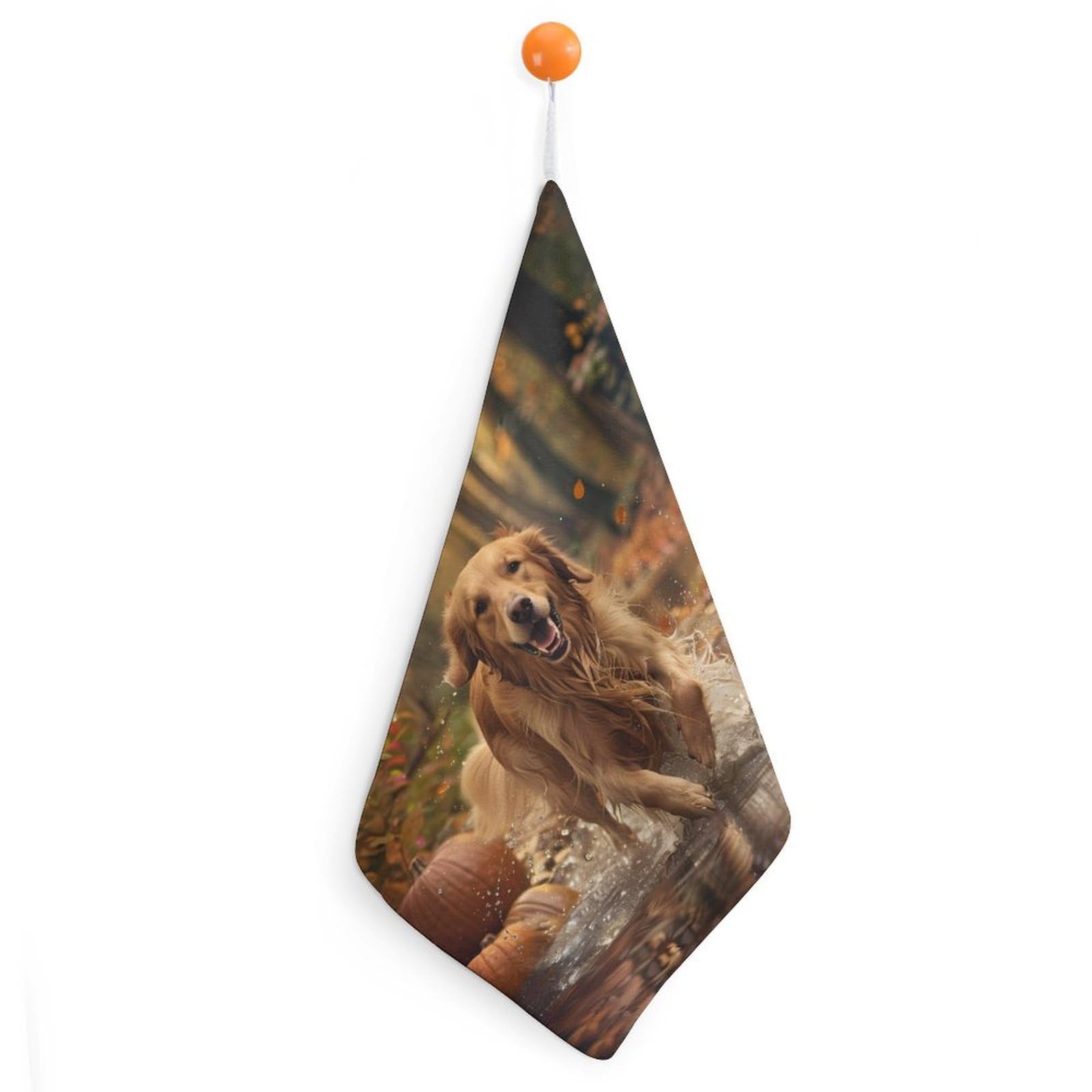 CGSBNGHA Pumpkin Thanksgiving Halloween Retriever Dog Hand Towel Hanging Face Towels Cleaning Cloths Handkerchief for Bathroom Kitchen