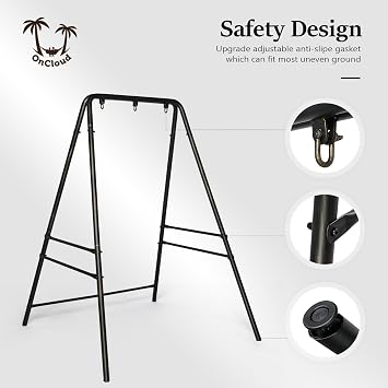 ONCLOUD Hanging Chair Stand Only, Heavy-Duty Hammock Chair Stand Hold up to 450 LBS, Outdoor Metal Frame Swing Stand for Patio, Garden, and Backyard (Antique Bronze Finish)