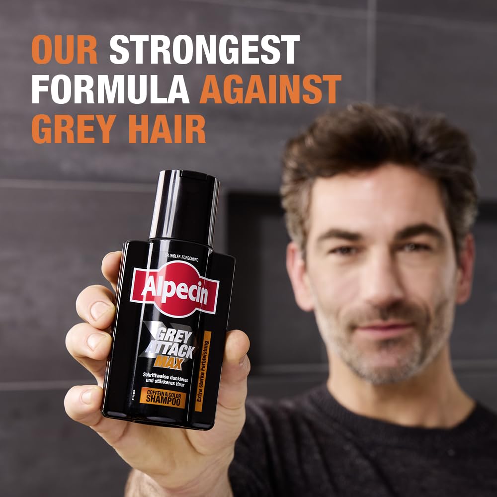 Alpecin Grey Attack MAX Caffeine & Colour Shampoo 1 x 200ml, Gradually Darker and Stronger Hair - Image 2