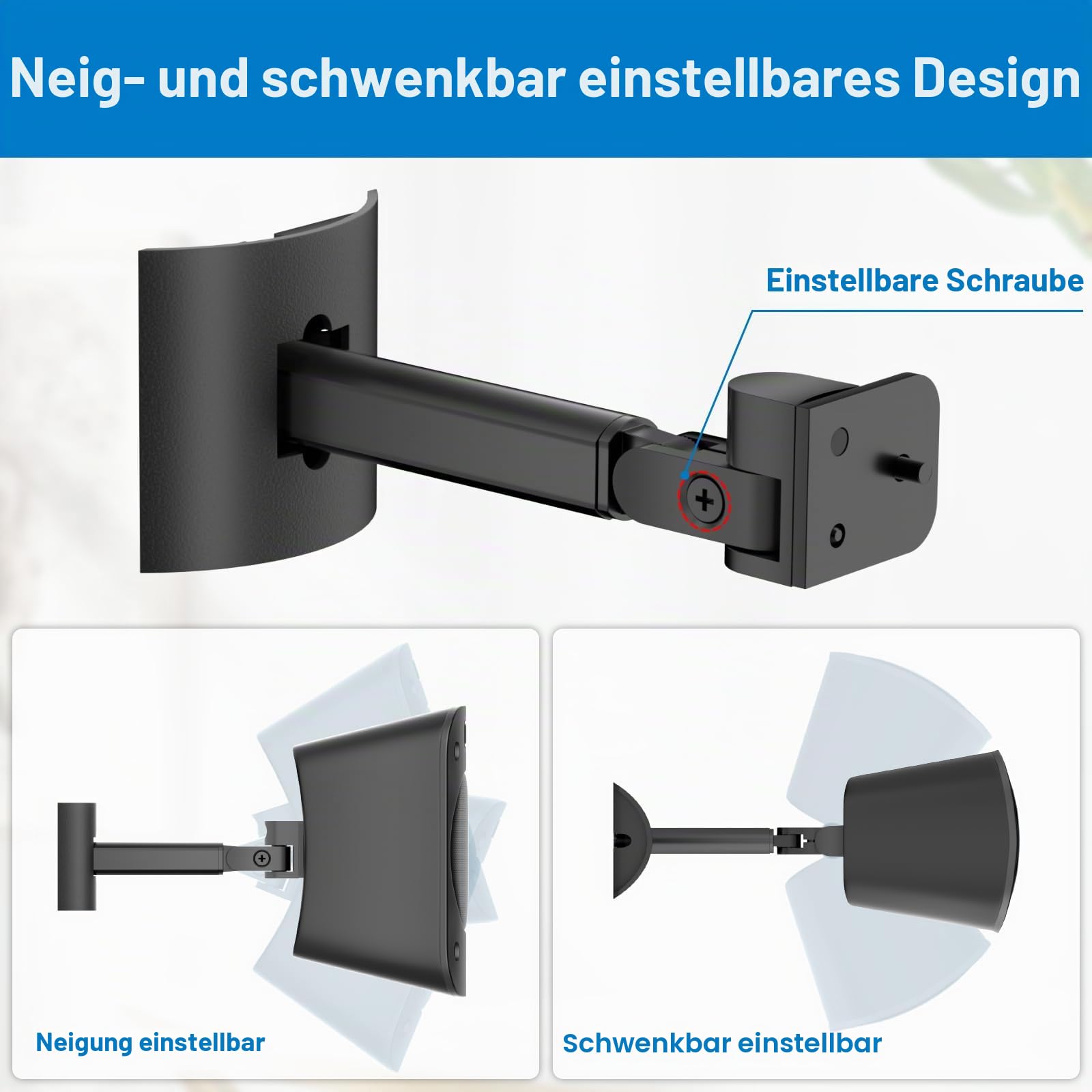 YIWAN Wand- und Deckenhalterung für Logitech Z906 5.1 Surround Sound Syestem Satellitenlautsprecher, neig- und schwenkbar, 2 Stück