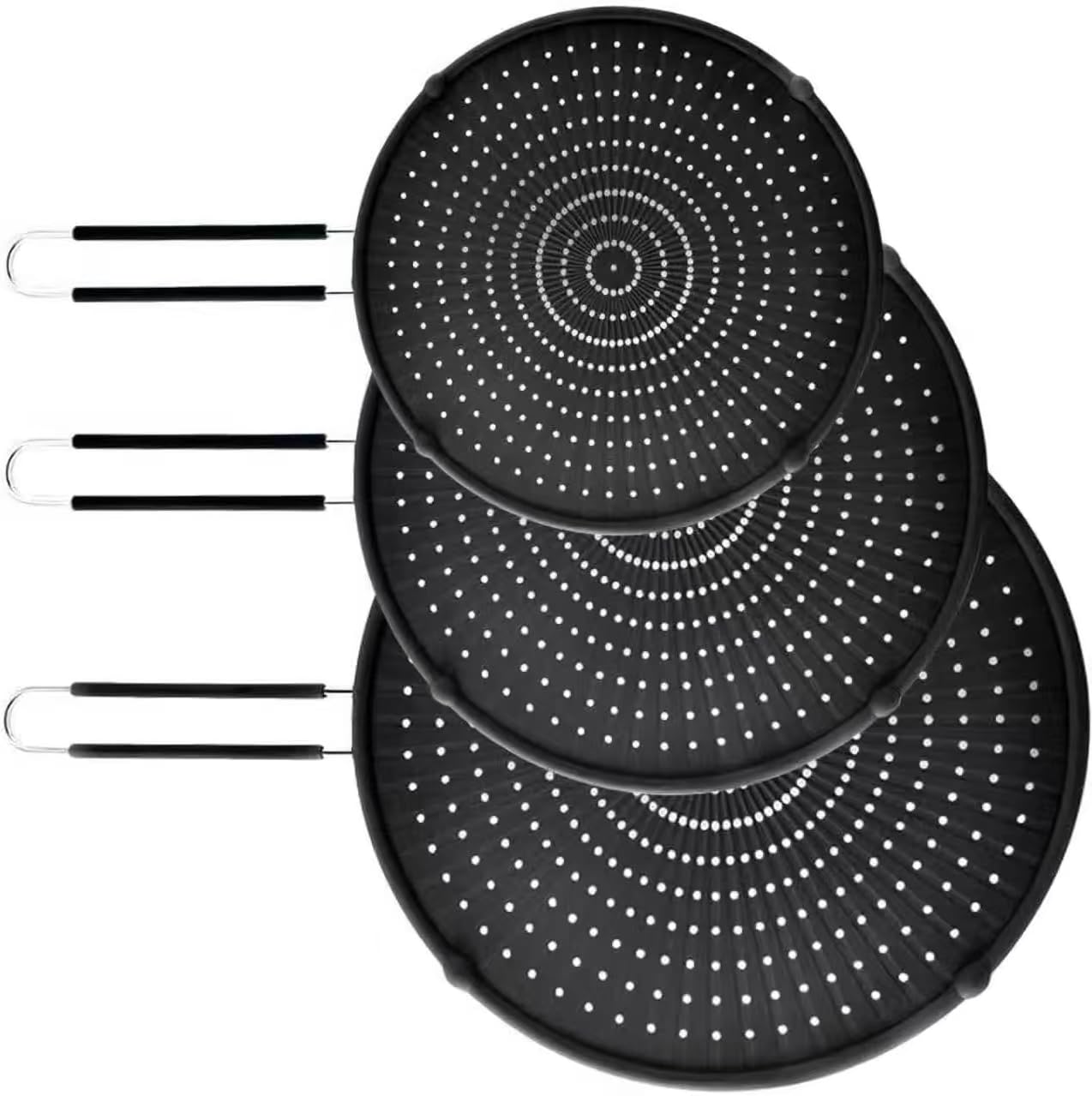Apidgrowth Silicone Splatter Screen for Frying Pan,Grease Splatter Guard,Splatter Guards for Cooking,Heat-Resistant,Dishwasher Safe (9.8",11.4",13")