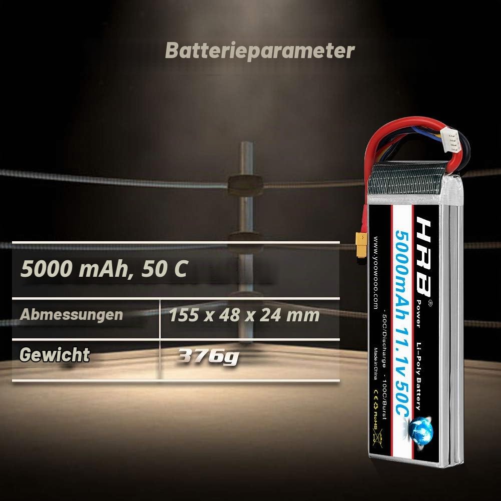 HRB Lipo akku 3S 11,1V 5000mAh 50C mit XT60 Steck für RC Hobby RC Auto Helikopter Fleugzeug