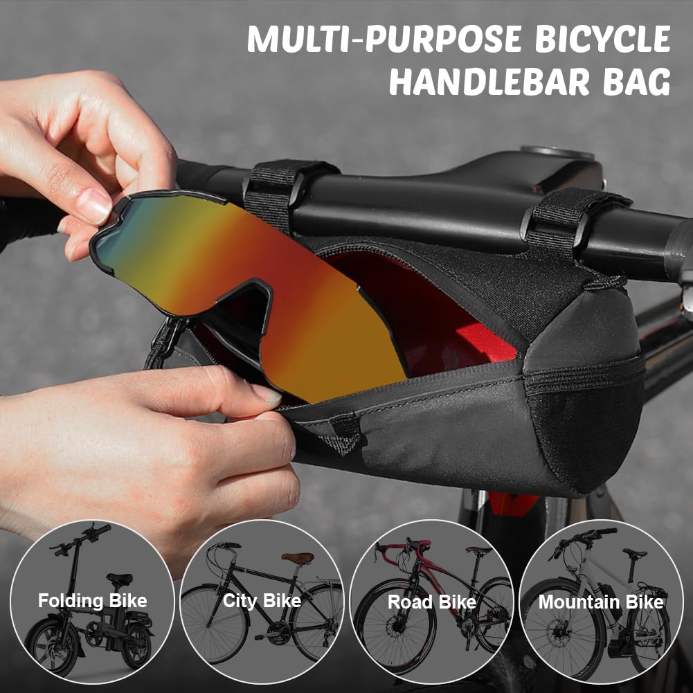 Borsa da manubrio da bicicletta, multifunzionale, 1 l, riflettente, con tracolla, per mountain bike, bici da corsa, City Bikes