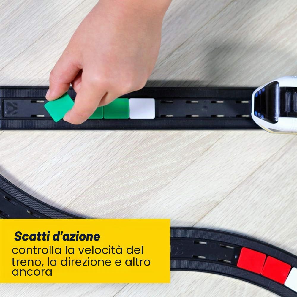 J-1 Smart Train Set di Avviamento - Trenino Giocattolo Robot che Insegna la Codifica Attraverso il Gioco - Set di Treno in Legno Compatibile