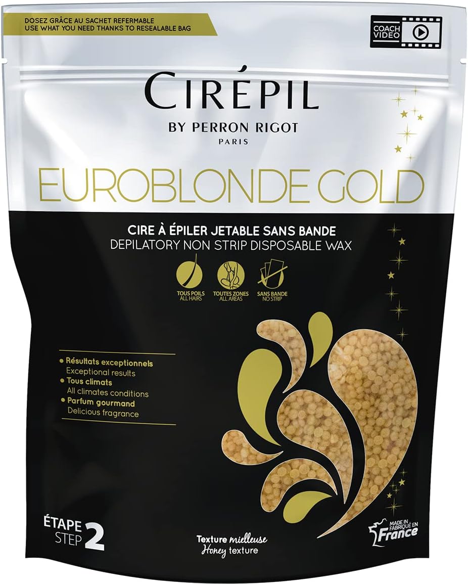 Euroblonde Gold - 800g / 28.22 oz Wax Beads Bag - Light Monoi Scent - Ultra Fluid Gel Texture - All-Purpose & Easy Removal