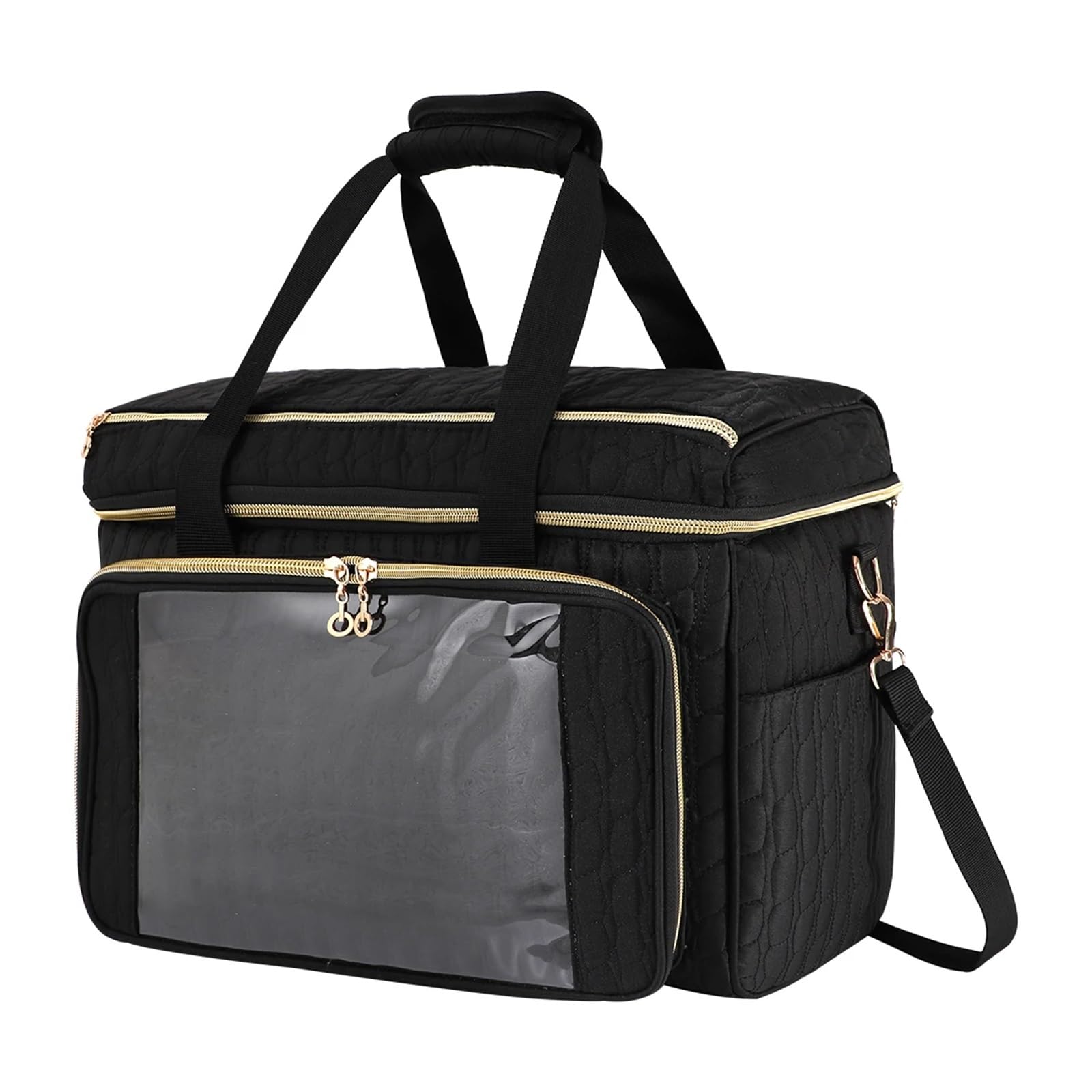 Bolsa de almacenamiento for lanas gran capacidad, ganchos lana for tejer agujas, bolsas mano, organizador accesorios for herramientas costura para Agujas, Hilo(Black)