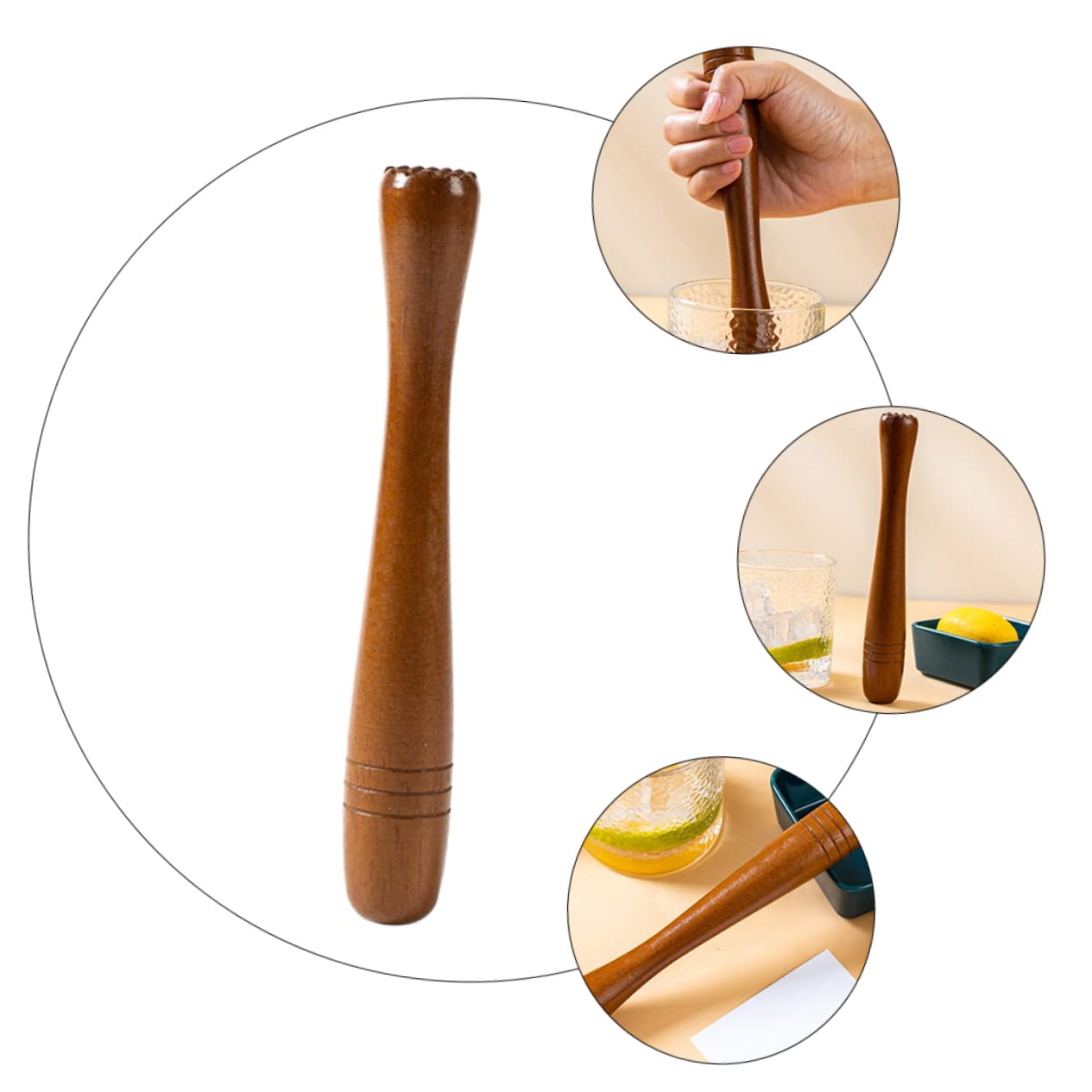 COLLBATH Cocktail Muddler Black Muddler Ice Crushed Bar Wooden Bar Beech Pestle